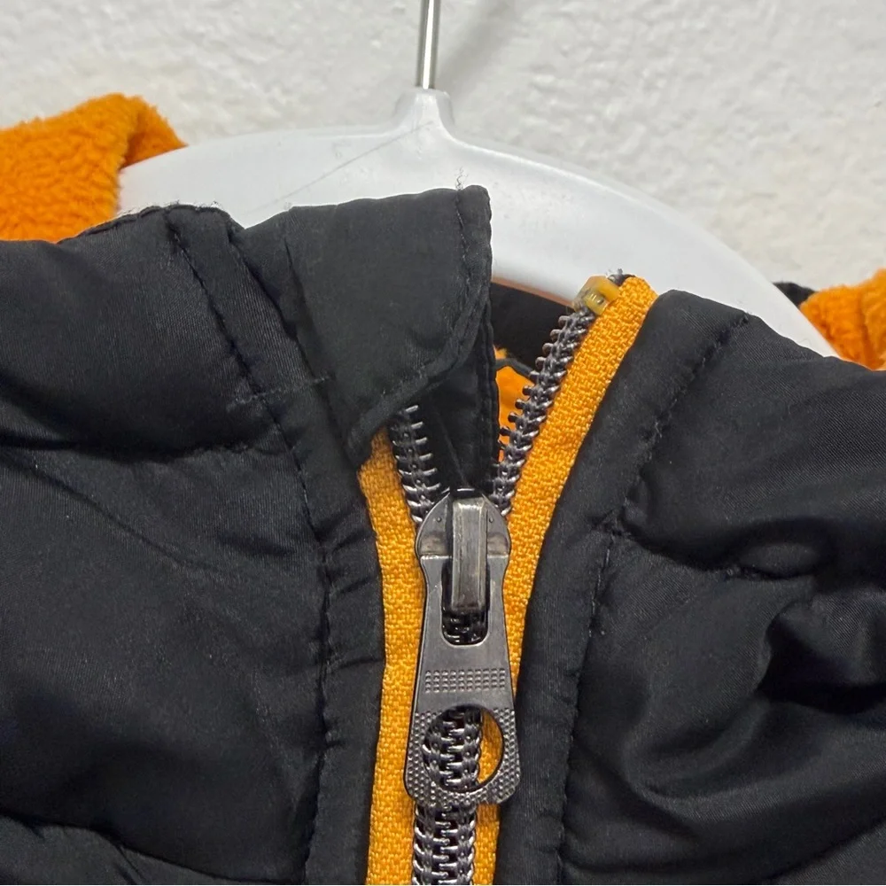 Timberland Little Boys Black Orange Puffer Jacket - IMPERFECT/BROKEN ZIPPER